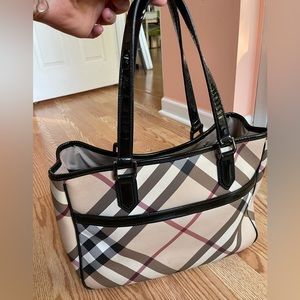 Burberry Nova Check Tote Saffiano Leather